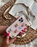 قاب موبایل آیفون خرگوش و خرس گوش قلبی بندی برجسته محافظ لنزدار