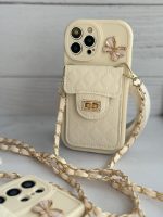 قاب موبایل ( آیفون - سامسونگ ) بند زنجیری بلند بالشتی پروانه ای جاکارتی دار - تصویر 3