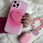 قاب موبایل آِفون قلب دورنگ پاپ سوکت قلبی محافظ لنزدار