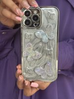 قاب موبایل آیفون پروانه برجسته کریستالی - تصویر 2