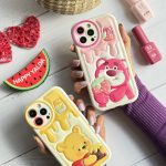 قاب موبایل آیفون برجسته خرس لوتسوهاگین و خرس پو محافظ لنزدار