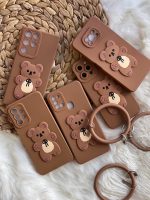 قاب موبایل آیفون خرس برانچ قهوه ای سیلیکونی + حلقه ست - تصویر 3