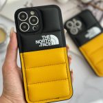 قاب موبایل آیفون پافر دورنگ مشکی زرد