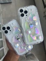 قاب موبایل آیفون قلب برجسته هفت رنگ پشت بیرنگ - تصویر 2