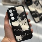 قاب موبایل سامسونگ گربه های کیوت سیاه و سفید محافظ لنزدار