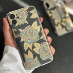 قاب موبایل آیفون گل فلزی پشت بیرنگ ( 1056 )