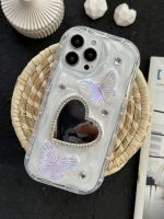 قاب موبایل آیفون آیینه قلبی پروانه برجسته - تصویر 2