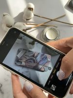 قاب موبایل آیفون کاشی ماربل آبی و بنفش - تصویر 2