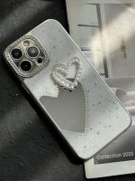 قاب موبایل آیفون قلب لاولی آیینه ای صدفی - تصویر 2