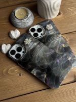 قاب موبایل آیفون سنگ ماربل دودی گل برجسته - تصویر 3