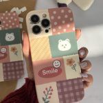 قاب موبایل آیفون شاخه گل ارغوانی محافظ لنزدار