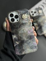 قاب موبایل آیفون سنگ ماربل دودی گل برجسته - تصویر 2