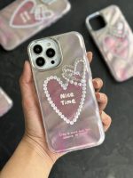 قاب موبایل آیفون نایس تایم قلب مرواریدی برجسته