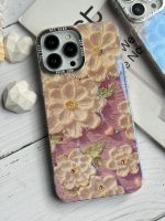 قاب موبایل آیفون گل خامه ای بنفش - تصویر 2