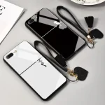 قاب موبایل آیفون گربه روی دیوار پشت گلس + بند ست