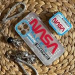 قاب موبایل آیفون ناسا دورنقره ای پشت بی رنگ