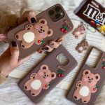 قاب موبایل سامسونگ دبل چاکلت خرس و گیلاس + آویز ست
