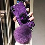 قاب موبایل شیائومی ماربل پام پام بنفش + پاپ سوکت + پام پام