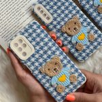 قاب موبایل آیفون خرس تدی کاموایی پارچه ای محافظ لنزدار