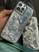 قاب موبایل آیفون پروانه برجسته کریستالی - تصویر 3