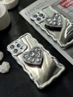 قاب موبایل آیفون قلب دایموند سیلور کرومی - تصویر 3