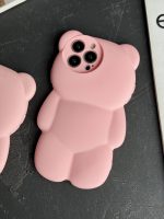 قاب موبایل خرس مینیمال پاستیلی سیلیکونی صورتی - تصویر 3