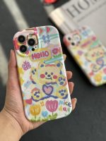 قاب موبایل آیفون خرس نقاشی آبرنگی پایه استند دار