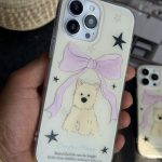 قاب موبایل آیفون سگ پاپی ستاره پاپیون صورتی