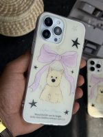 قاب موبایل آیفون سگ پاپی ستاره پاپیون صورتی