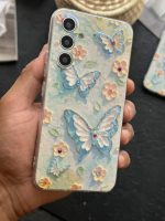 قاب موبایل ( آیفون - سامسونگ ) گل بابونه و پروانه آبرنگی محافظ لنزدار