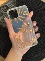 قاب موبایل آیفون گل فلزی طلایی - تصویر 2