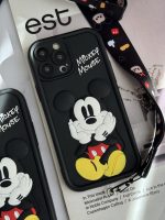 قاب موبایل آیفون میکی برجسته سولید مشکی بدون بند - تصویر 2