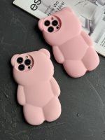 قاب موبایل خرس مینیمال پاستیلی سیلیکونی صورتی - تصویر 2