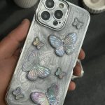 قاب موبایل آیفون پروانه برجسته کریستالی