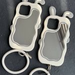 قاب موبایل آیفون خرگوش آینه ای سیلیکونی گوش دار + حلقه ست