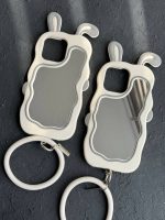 قاب موبایل آیفون خرگوش آینه ای سیلیکونی گوش دار + حلقه ست