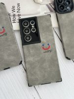 قاب موبایل سامسونگ چرم و جیر طوسی اسمایل محافظ لنزدار - تصویر 3