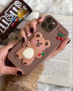 قاب موبایل سامسونگ دبل چاکلت خرس و گیلاس + آویز ست - تصویر 2