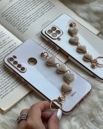 قاب موبایل سامسونگ بند قلبی مخملی محافظ لنزدار - تصویر 2