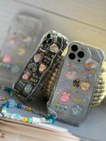 قاب موبایل آیفون اپوکسی بیرنگ روز شاد خرس و خرگوش برجسته + آویزست - تصویر 2