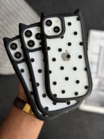 قاب موبایل آیفون گربه خال مشکی گوش دار پشت بیرنگ - تصویر 2