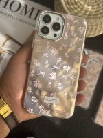 قاب موبایل ( آیفون - سامسونگ ) گل رزیتا پاپیون رزگلد + بندست - تصویر 2