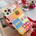 قاب موبایل آیفون خانه انگلیسی توت فرنگی محافظ لنزدار