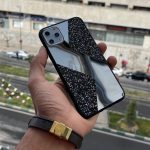 قاب موبایل آیفون طرح سواروسکی موج دار آینه و نگین