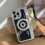 قاب موبایل آیفون دوربین آنالوگ کلاسیک محافظ لنزدار + بند بلند
