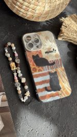 قاب موبایل ( آیفون ) پلنگی گربه سیاه میو + بندست - تصویر 2