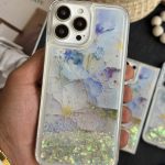 قاب موبایل ( آیفون - سامسونگ ) گل لوندر آکواریومی متحرک پولکی