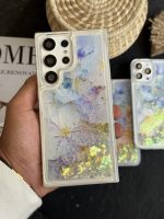 قاب موبایل ( آیفون - سامسونگ ) گل لوندر آکواریومی متحرک پولکی - تصویر 3