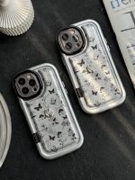 قاب موبایل آیفون پروانه و گل ریز نقره ای - تصویر 2