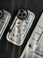 قاب موبایل آیفون پروانه و گل ریز نقره ای - تصویر 3